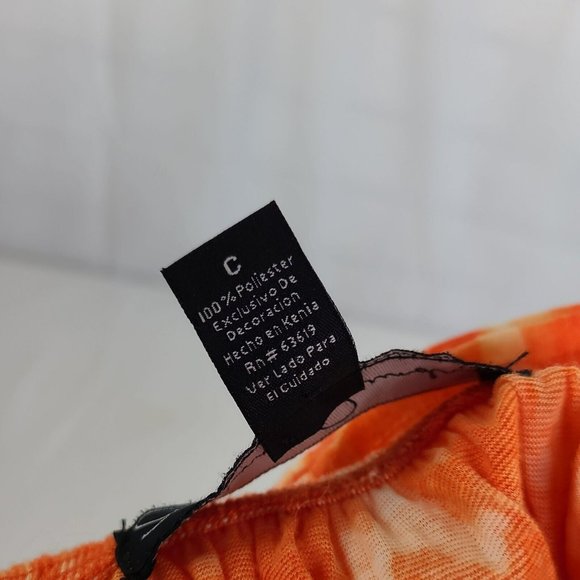 French Laundry Blouse Orange Tie Dye Front Tie Lace Accent Top 3/4 Sleeves Sz SM - Picture 9 of 9